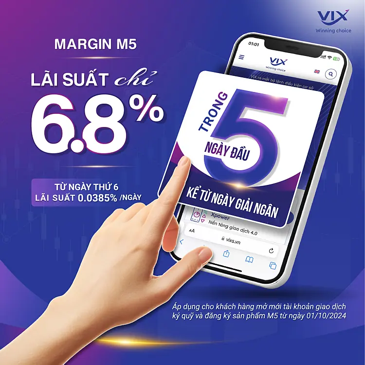 Margin M5: Lãi suất chỉ 6.8%/năm