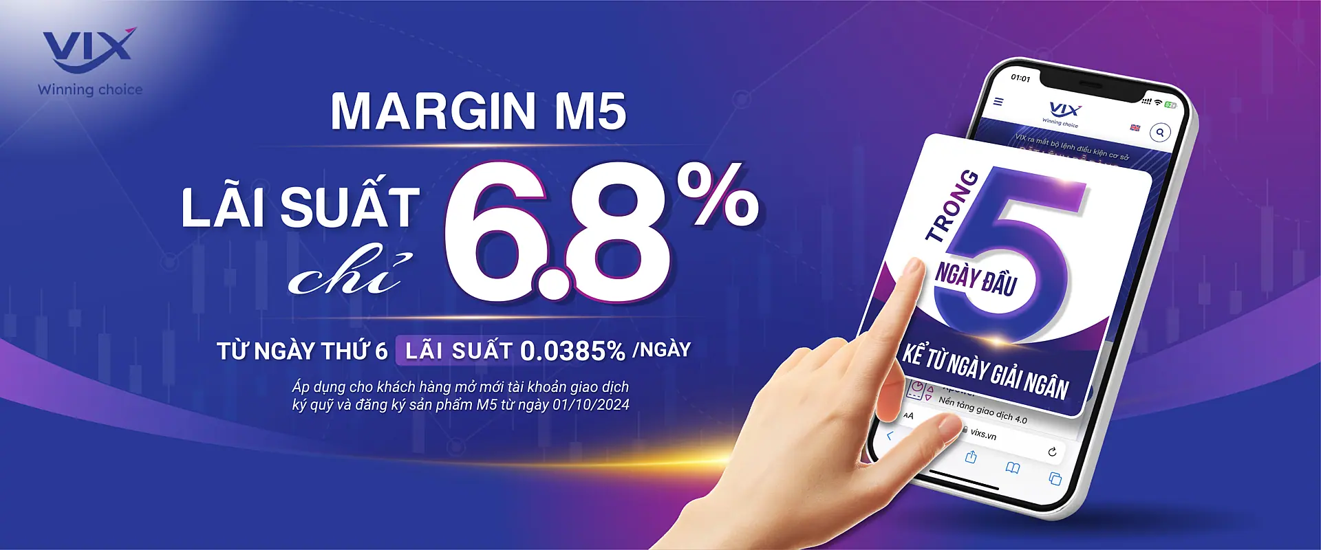 Margin M5: Lãi suất chỉ 6.8%/năm